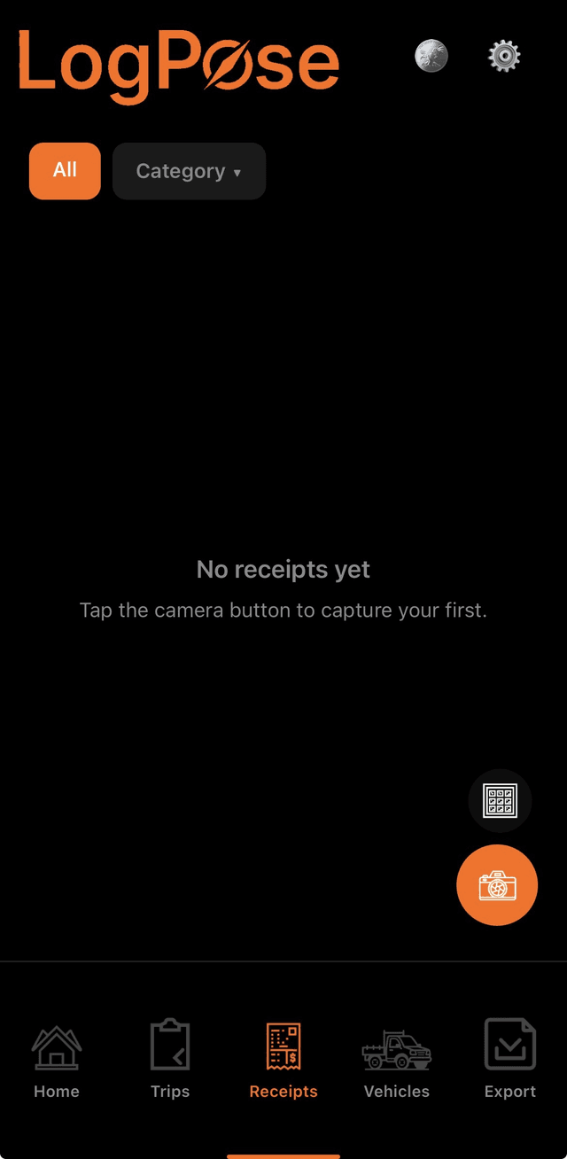 LogPose receipts screen